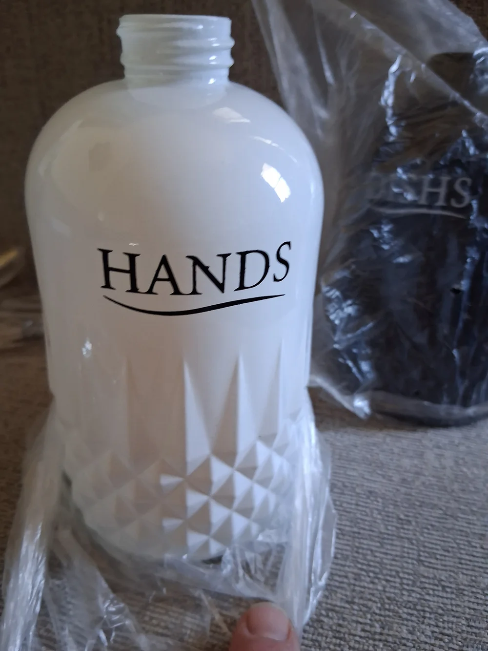 Kitchen Soap Dispenser Set - Black & White Design Glass NIB